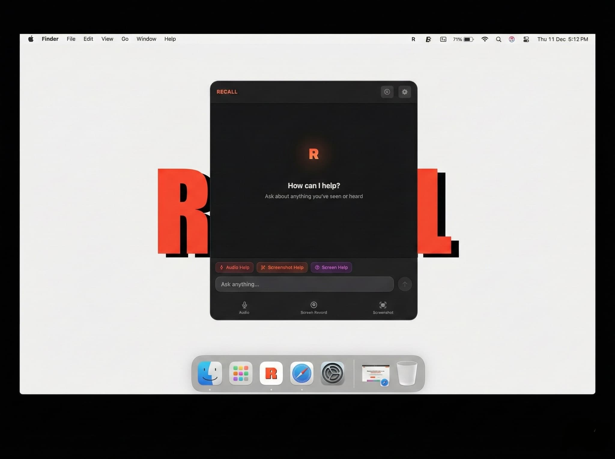Recall AI Assistant - Chat interface with interview help and screen capture features